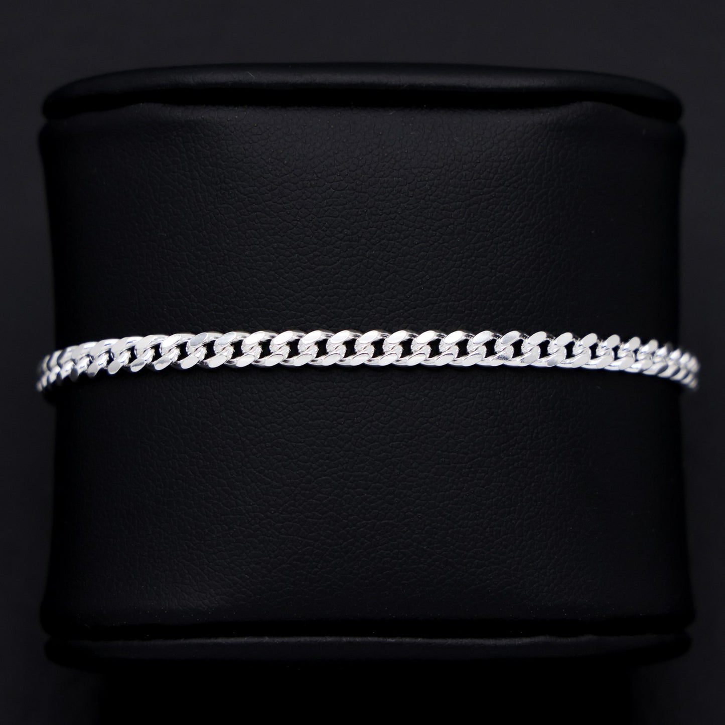 4mm Solid Round Curb Cuban Bracelet - 925 Silver