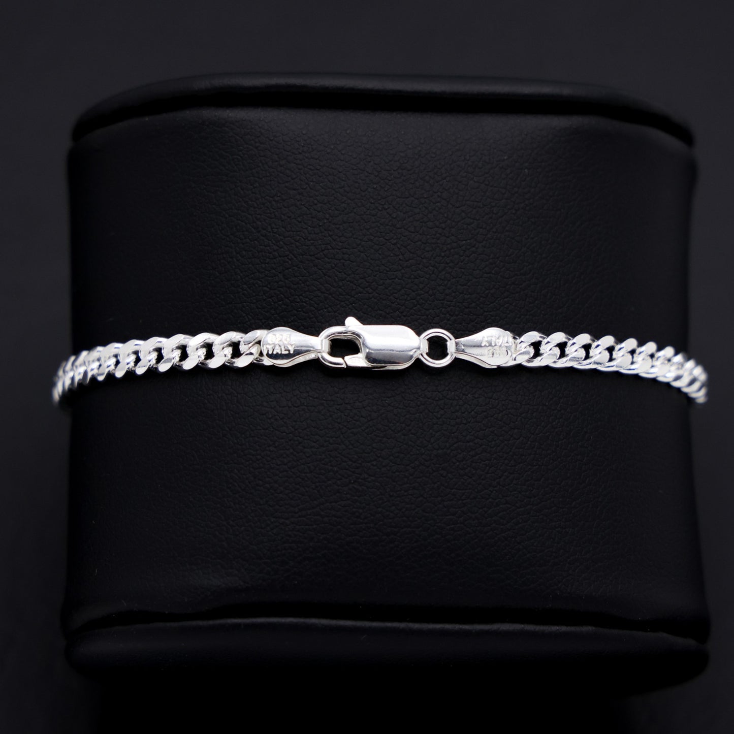 4mm Solid Round Curb Cuban Bracelet - 925 Silver