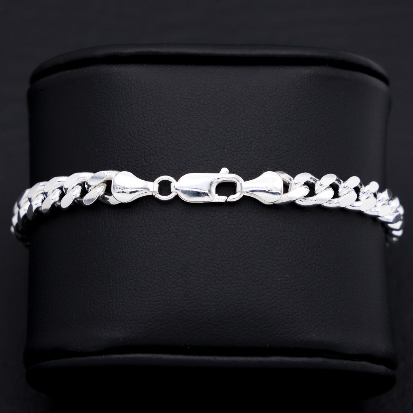 6.4mm Solid Round Curb Cuban Bracelet - 925 Silver