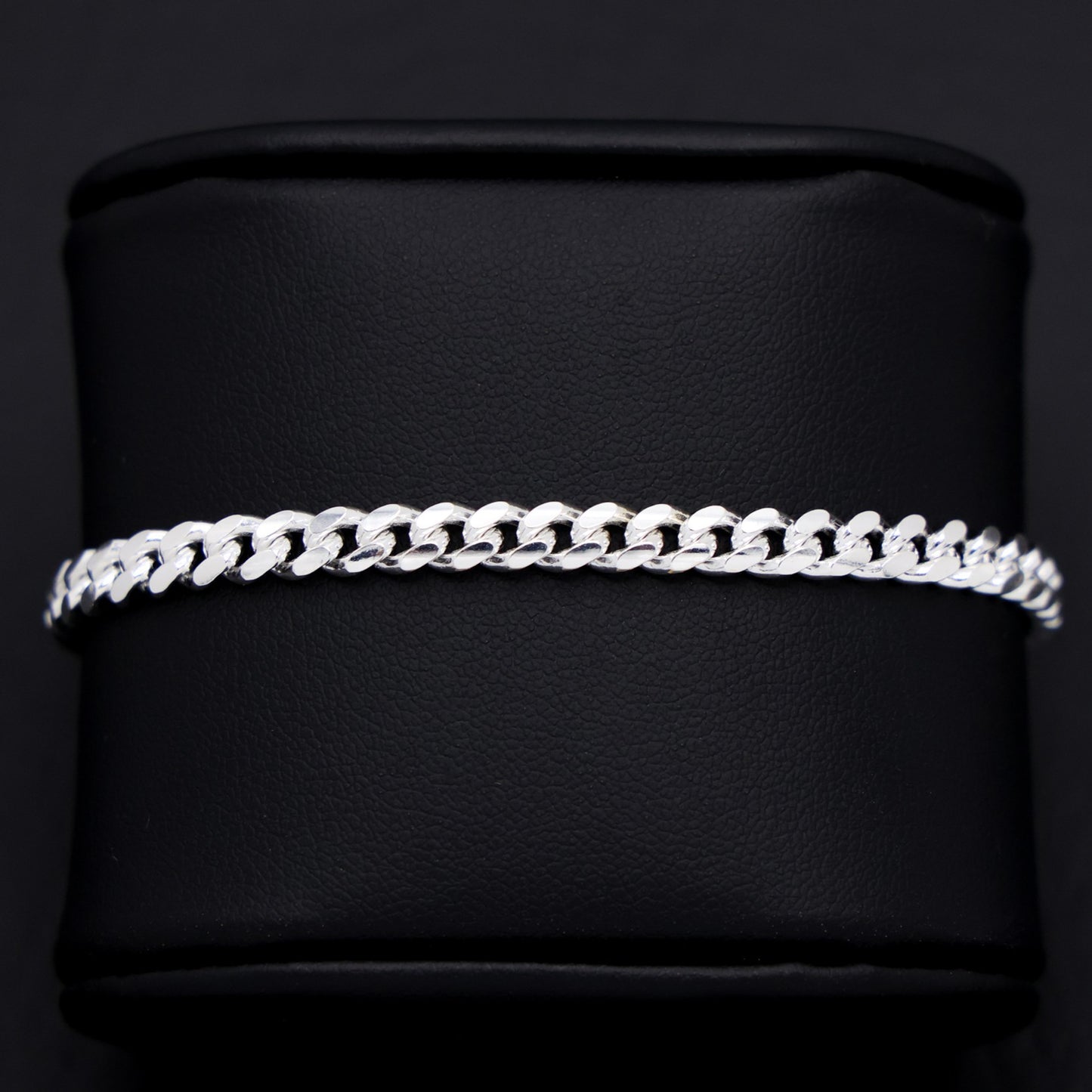 5mm Solid Round Curb Cuban Bracelet - 925 Silver