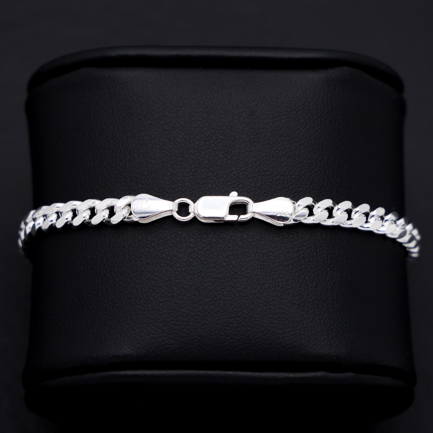 5mm Solid Round Curb Cuban Bracelet - 925 Silver