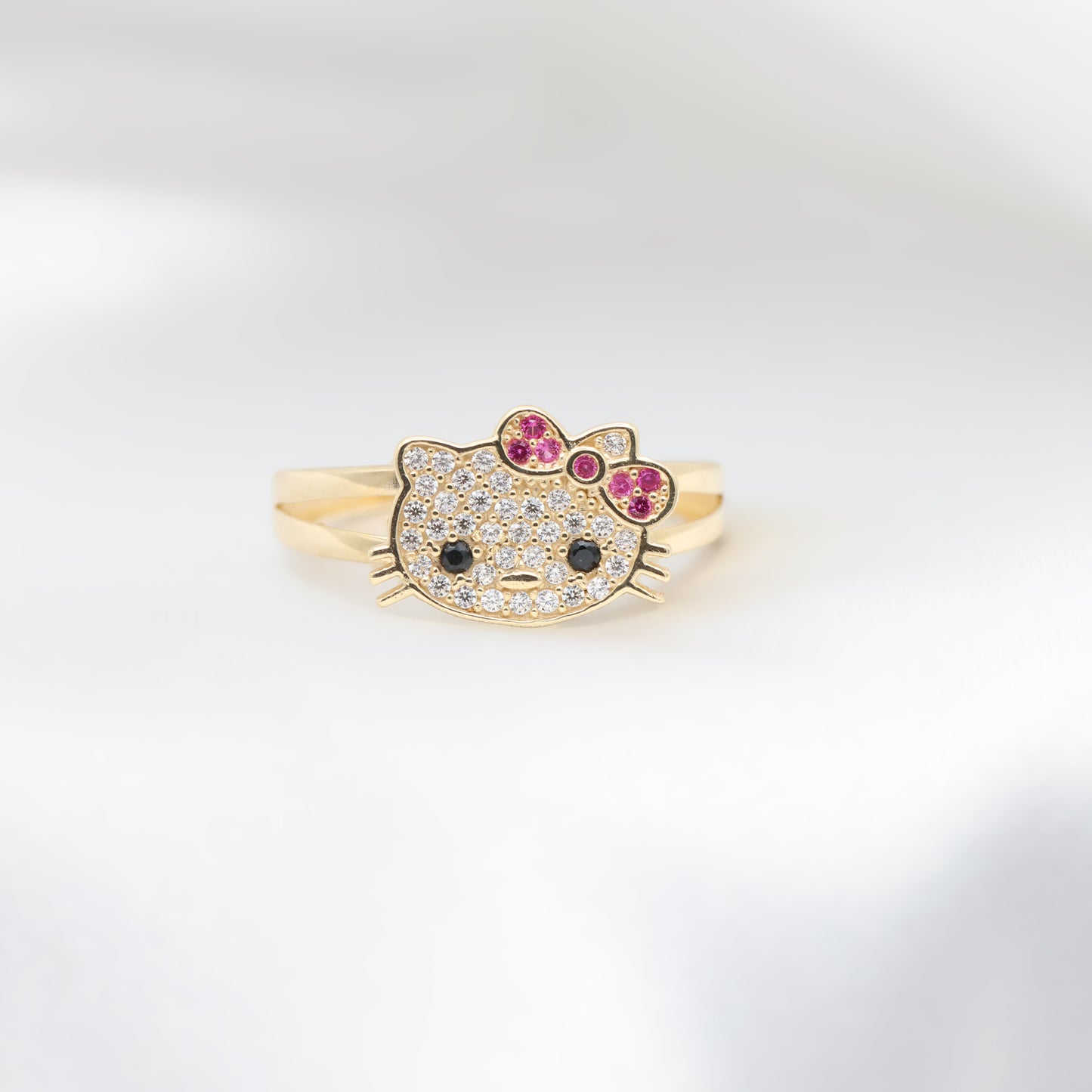 Iced Kitty Ring - 10k Gold