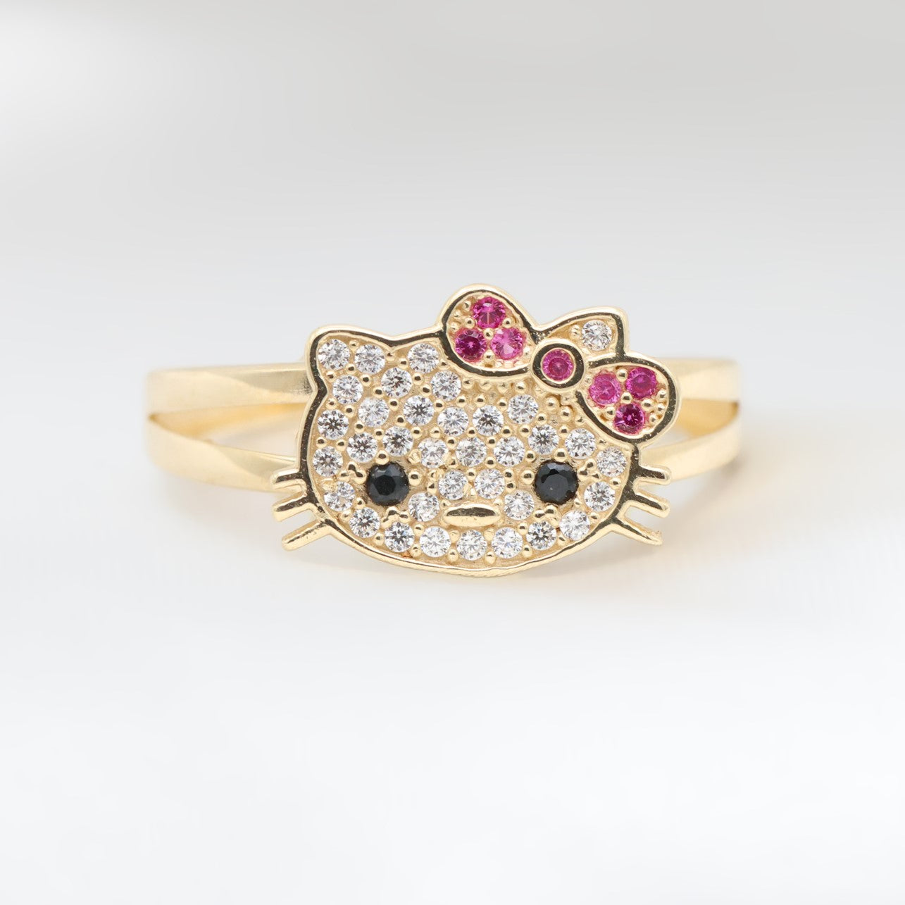 Iced Kitty Ring - 10k Gold