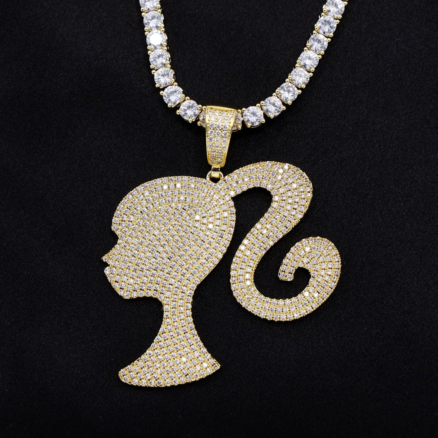 Iced Girl Pendant - Gold