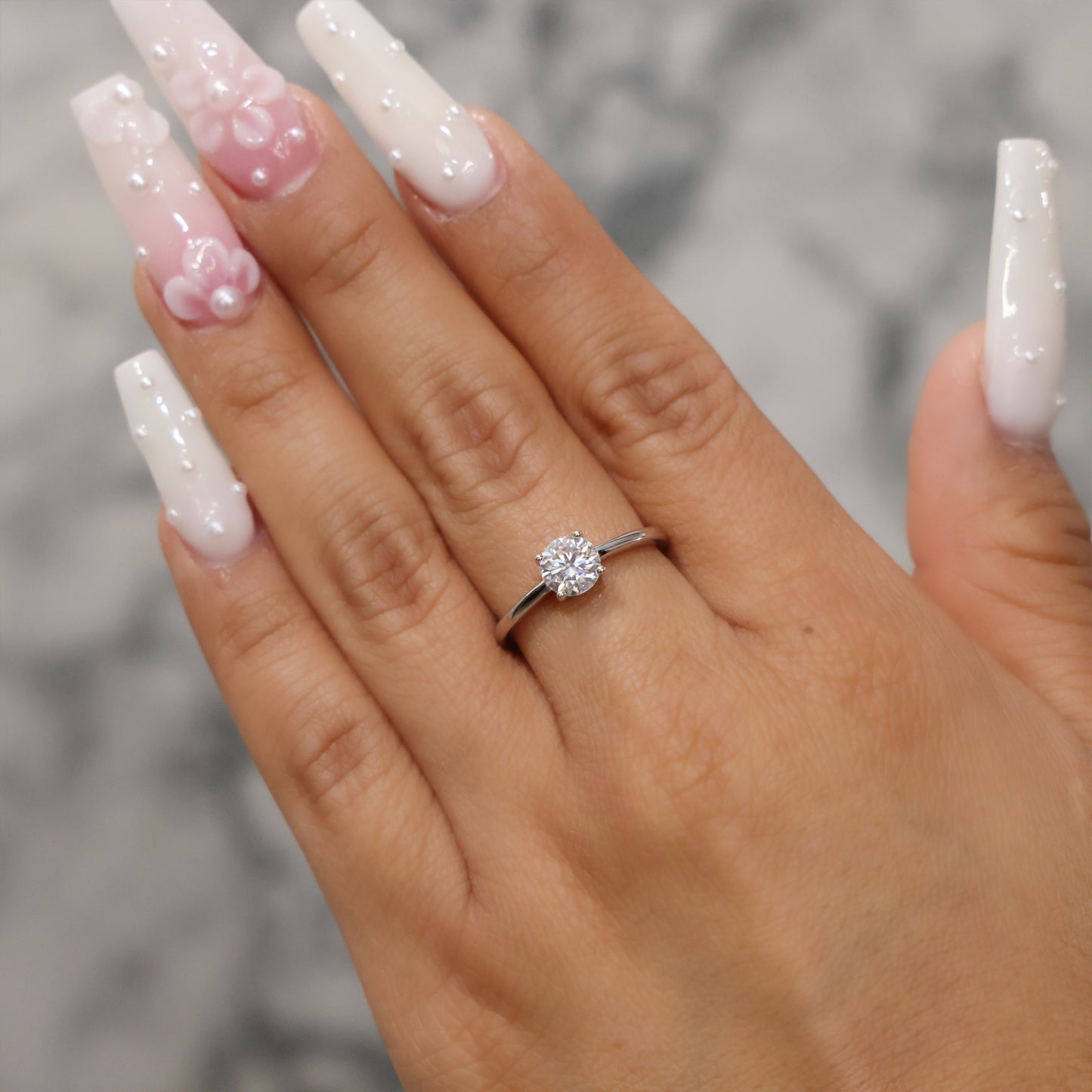 Solitaire Brilliant Cut Moissanite Ring - 925 Silver