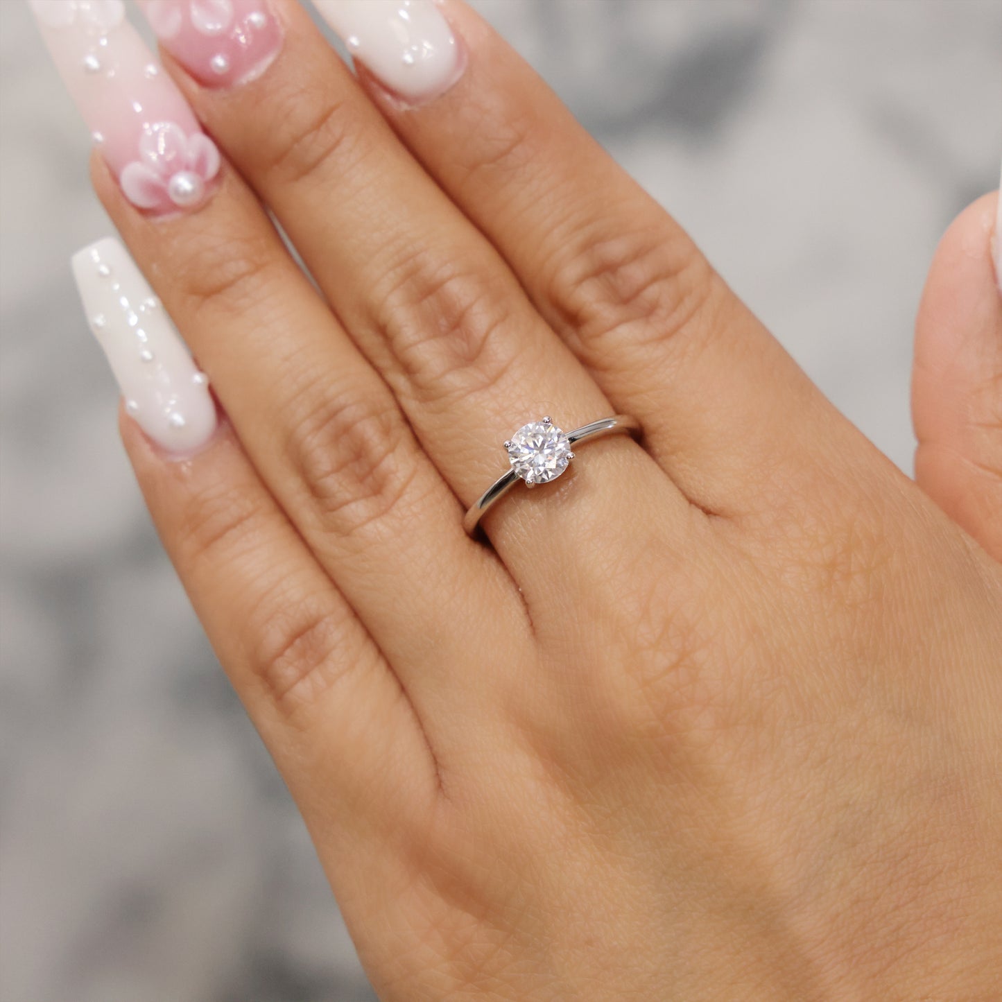 Solitaire Brilliant Cut Moissanite Ring - 925 Silver