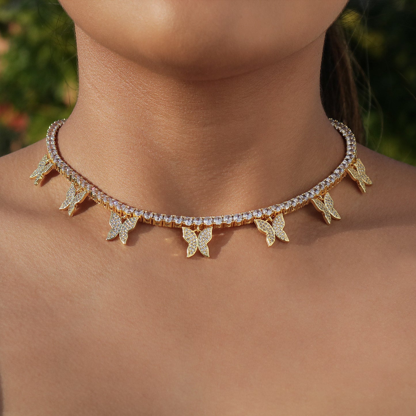 Butterfly Tennis Necklace - Gold