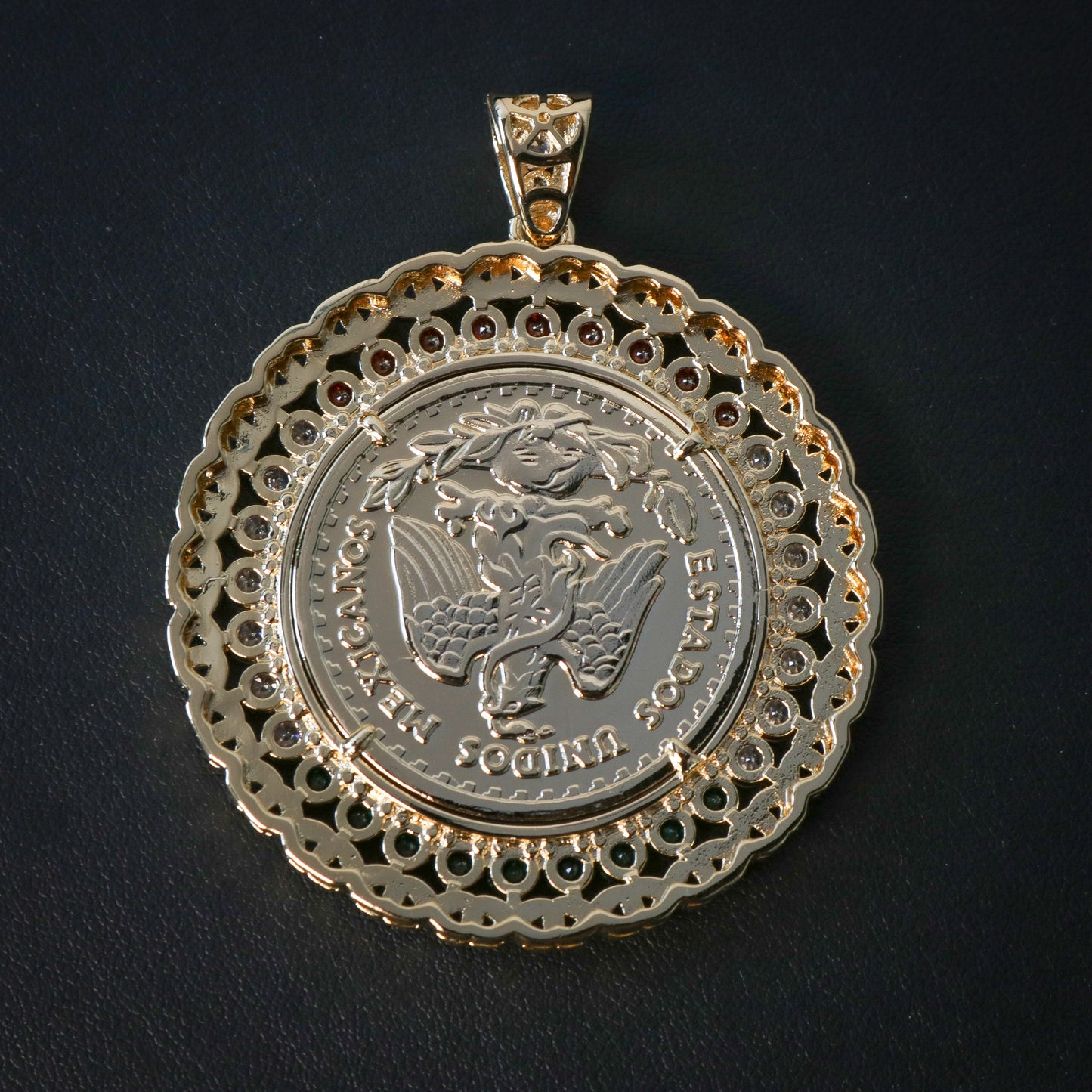 Knotted 3 Color Diamond Bezel Centenario Pendant