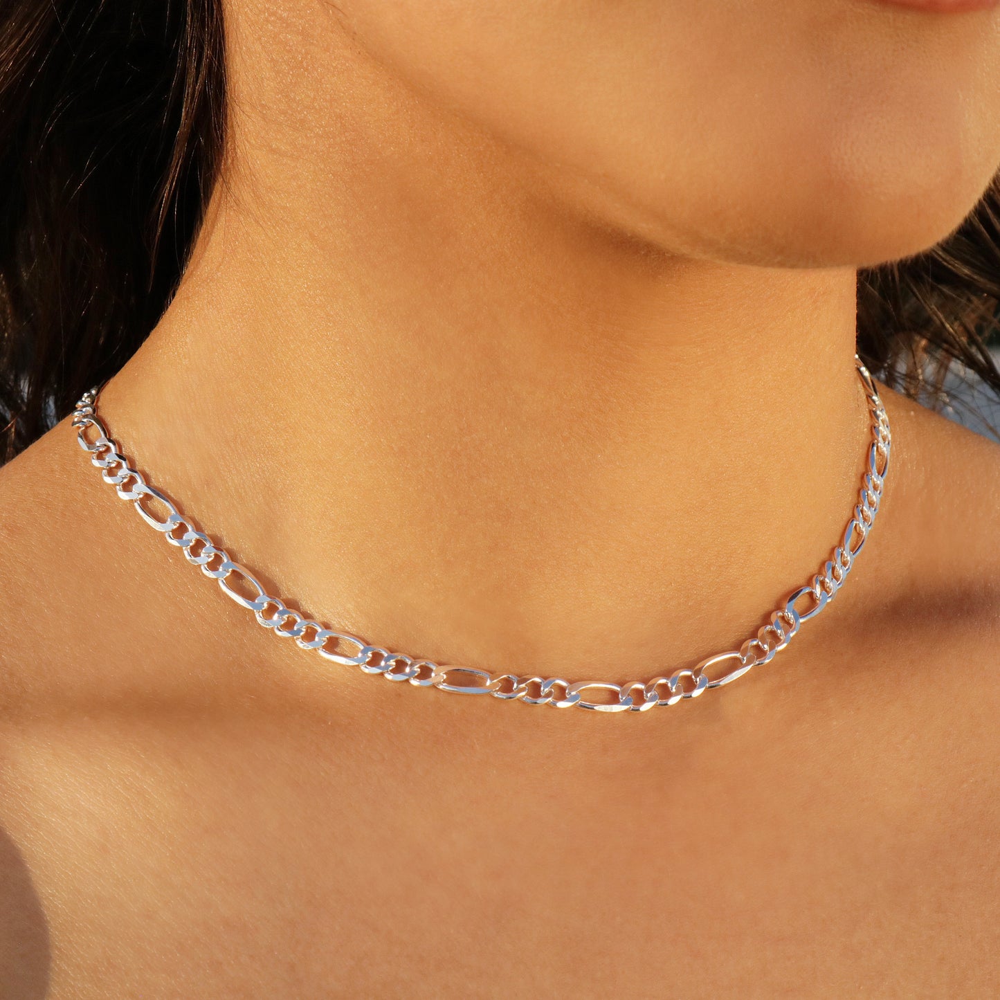5mm Figaro Necklace - 925 Silver