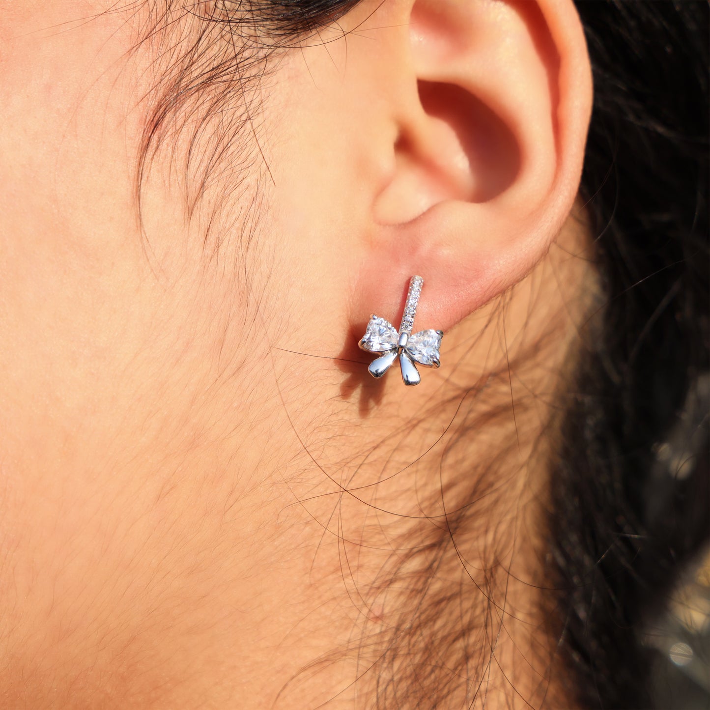Iced Coquette Stud Earrings - 925 Silver