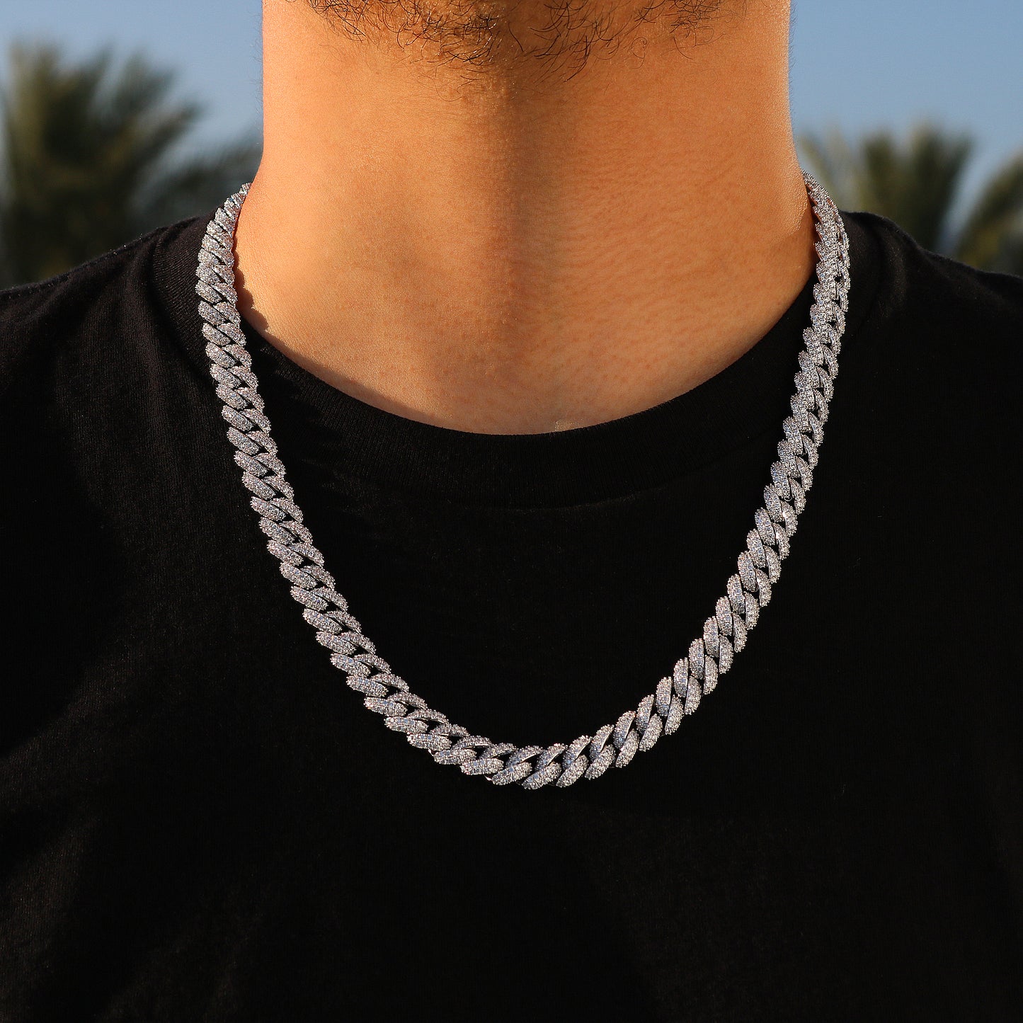10mm Iced Out Cuban Chain - White Gold