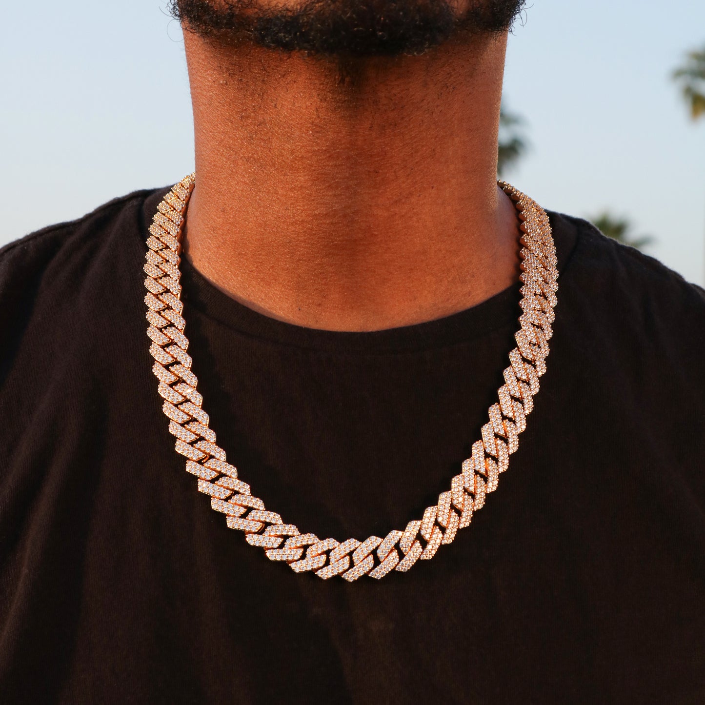 13mm Diamond Prong link Cuban chain - Gold