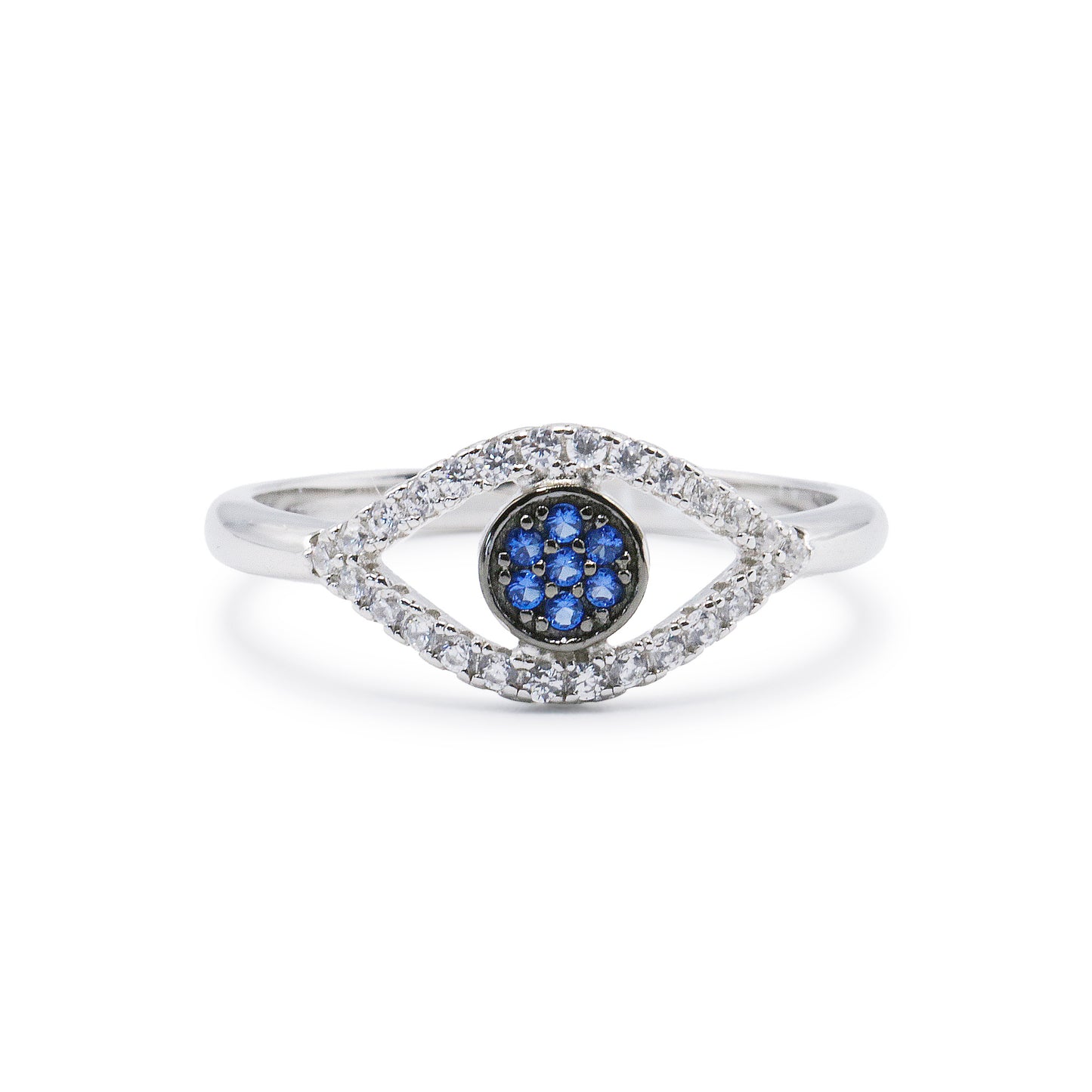 Women's Real 925 Silver - Evil Eye Diamond Ring