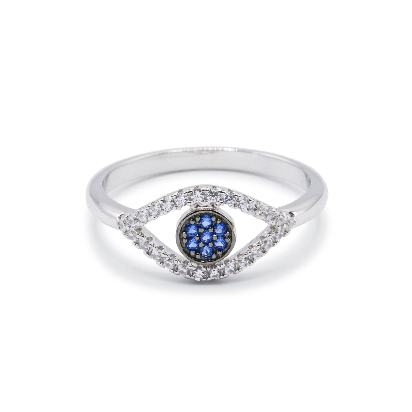 Women's Real 925 Silver - Evil Eye Diamond Ring