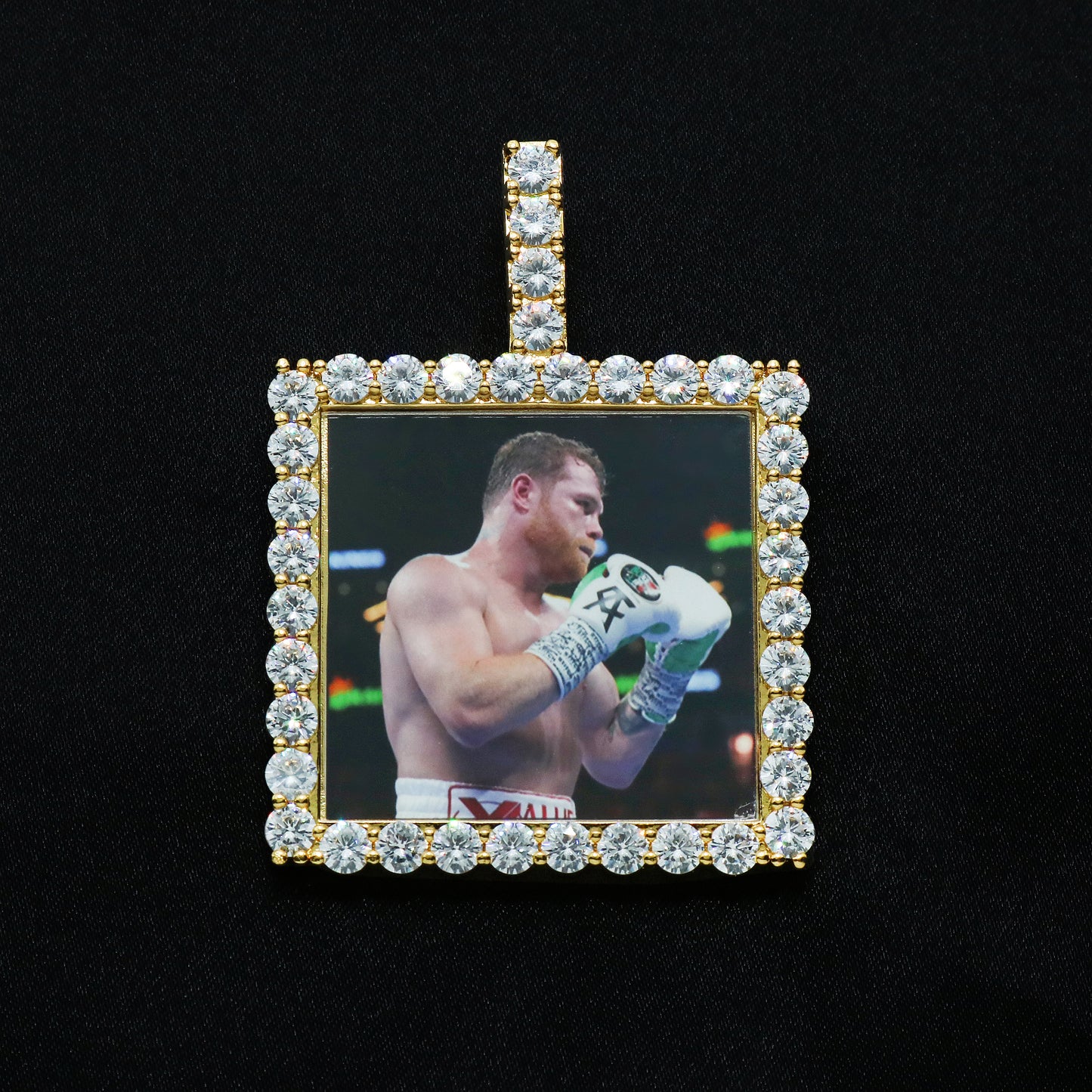 Custom Square Photo Pendant - Gold