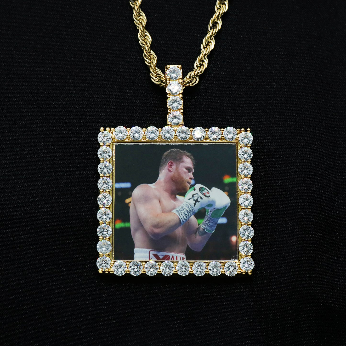 Custom Square Photo Pendant - Gold