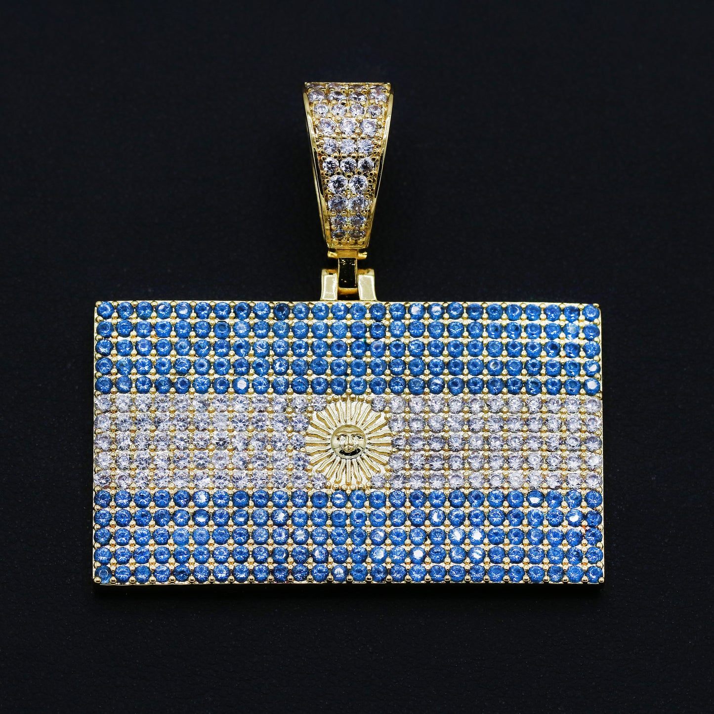 Iced out Argentina Flag Pendant - Gold