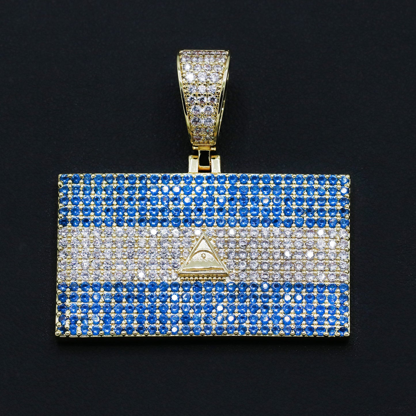Iced out Nicaragua Flag Pendant - Gold