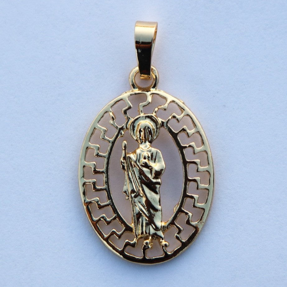 Round San Judas Necklace - Gold