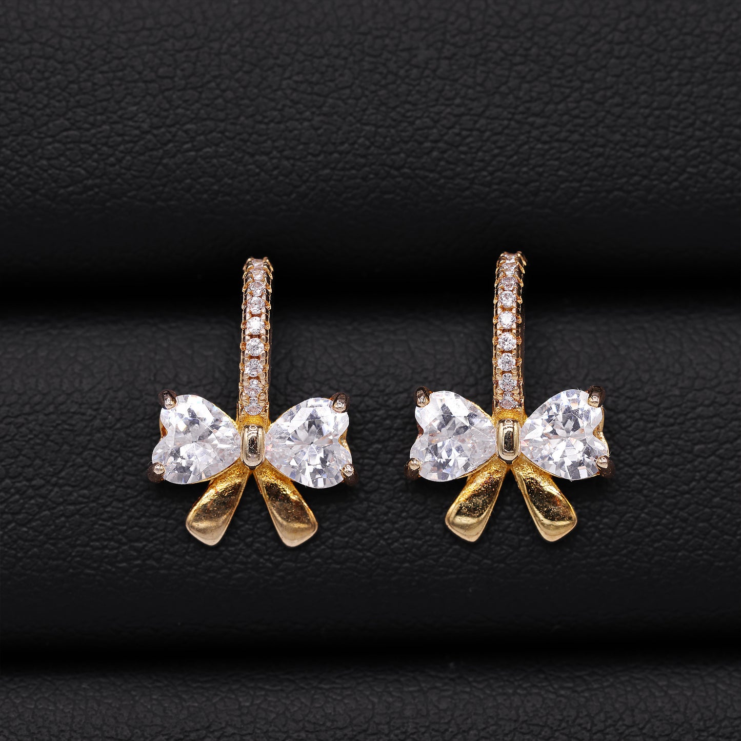 Iced Coquette Stud Earrings - Gold over 925 Silver