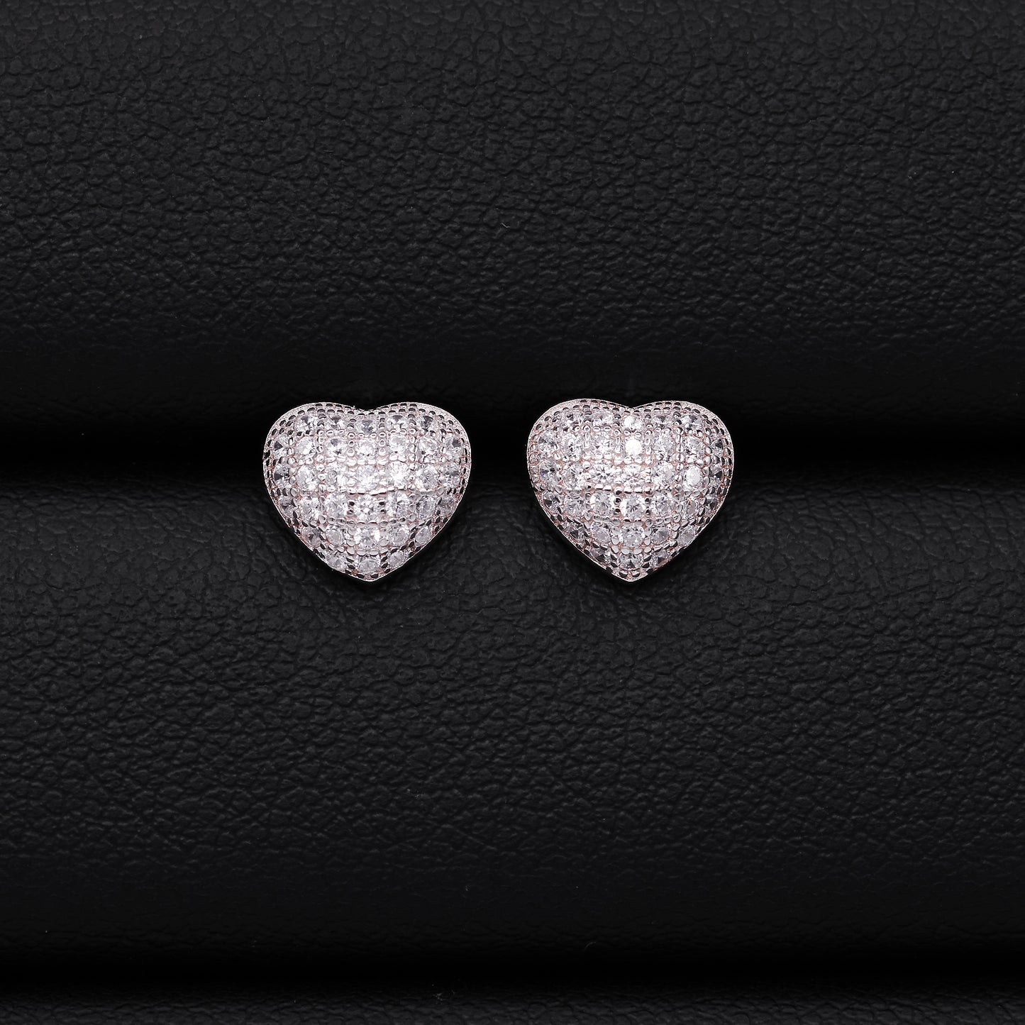 Iced Out Heart Earrings - 925 Silver