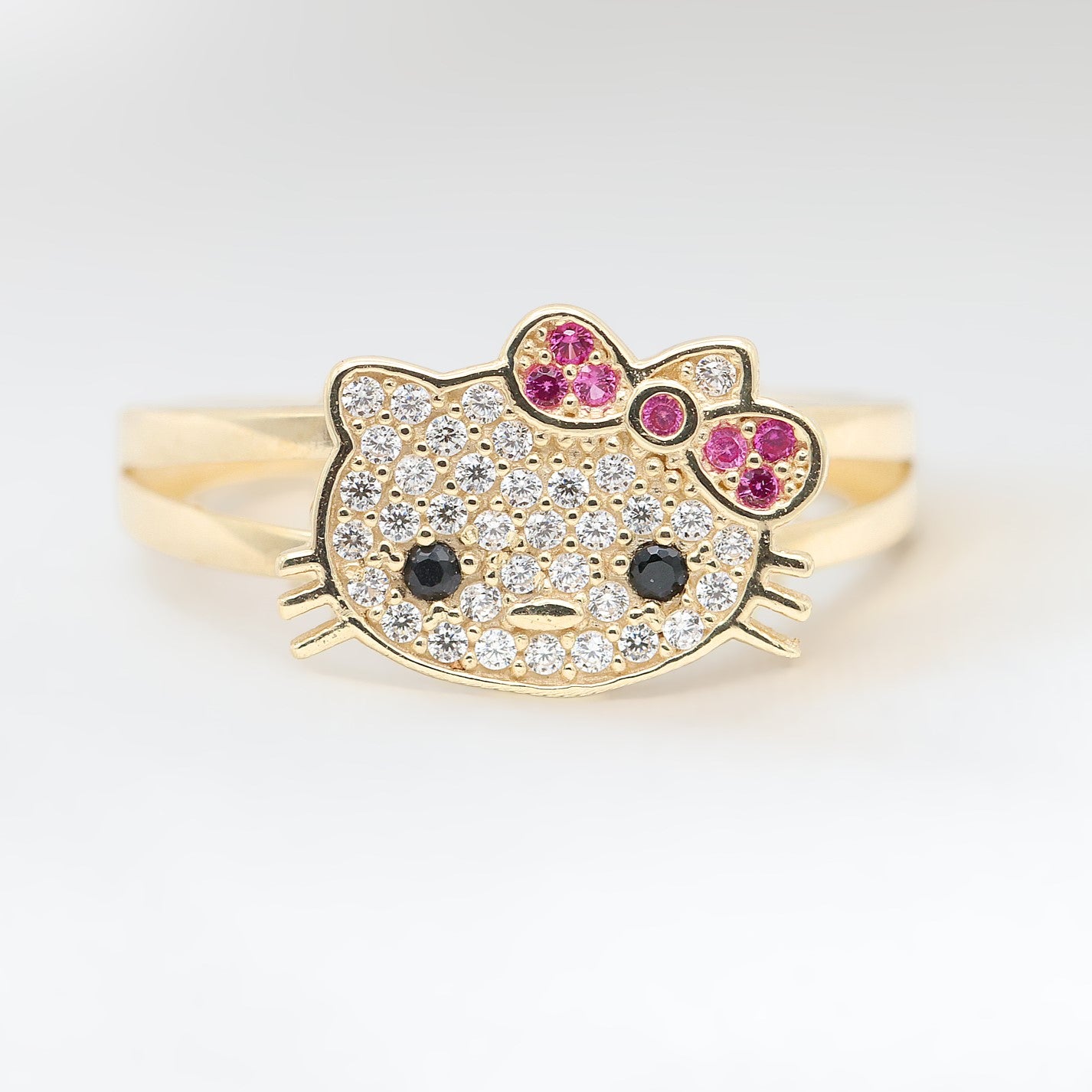 Iced Kitty Ring - 10k Gold