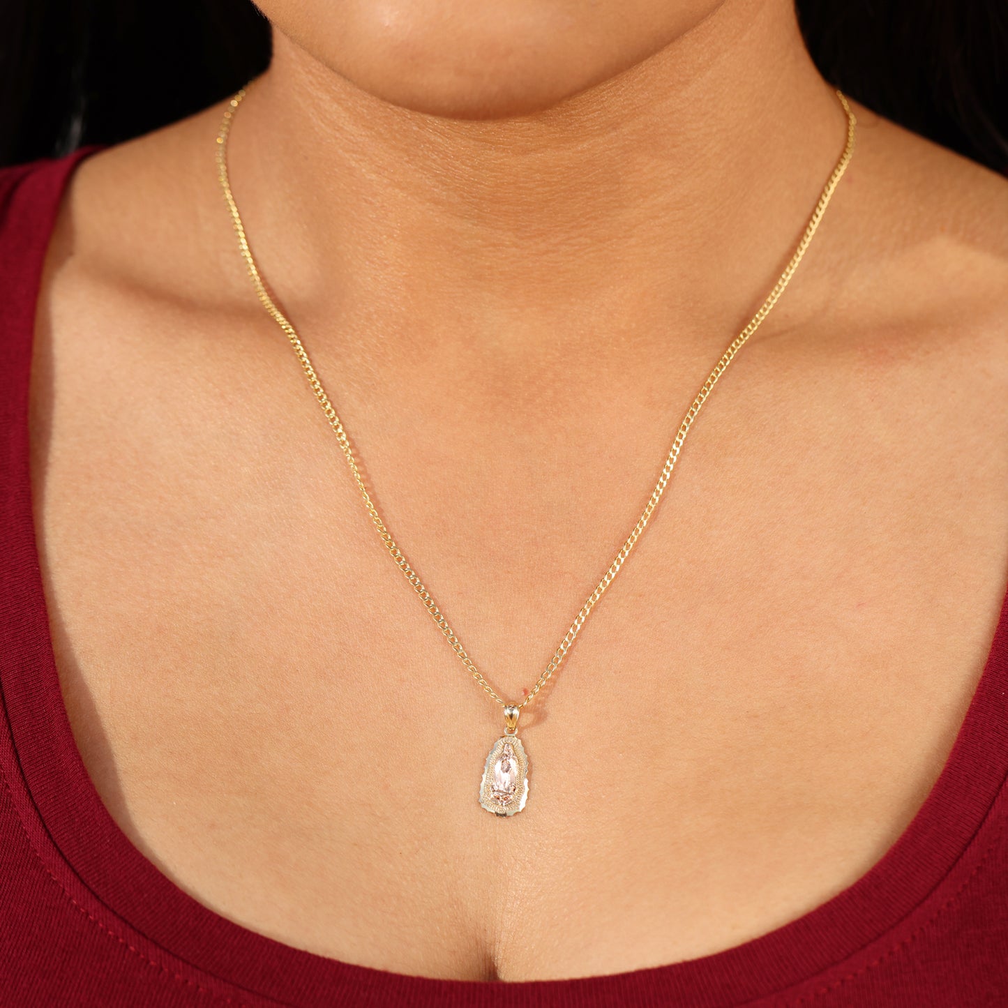 Small Virgin Mary 2-Tone Pendant - 10k Gold