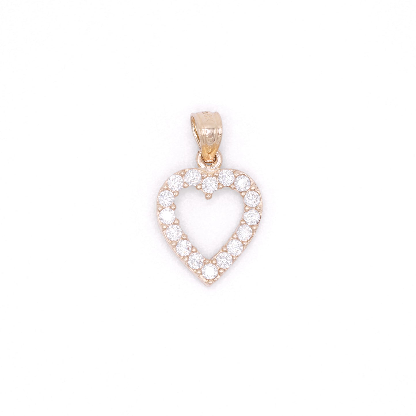 Small Iced Heart Pendant - 10k Gold