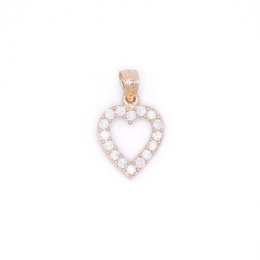Small Iced Heart Pendant - 10k Gold