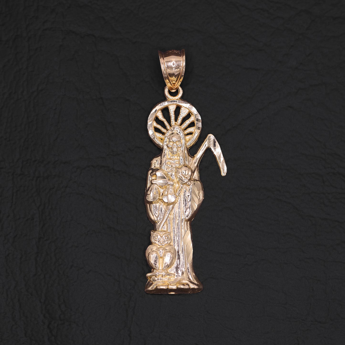 Santa Muerte Pendant - 10k Gold