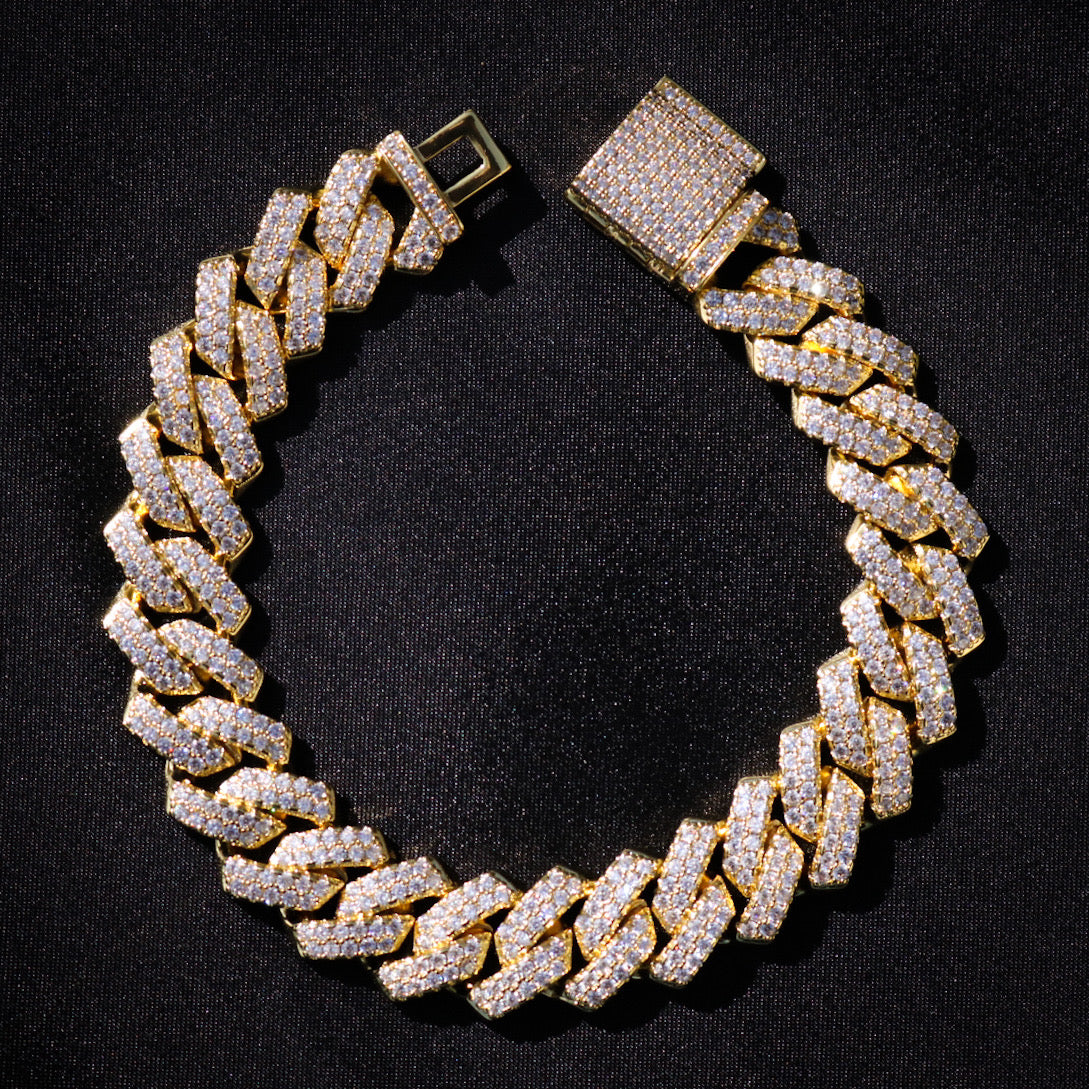 Women's 13mm Diamond Prong Link Cuban Bracelet - Gold
