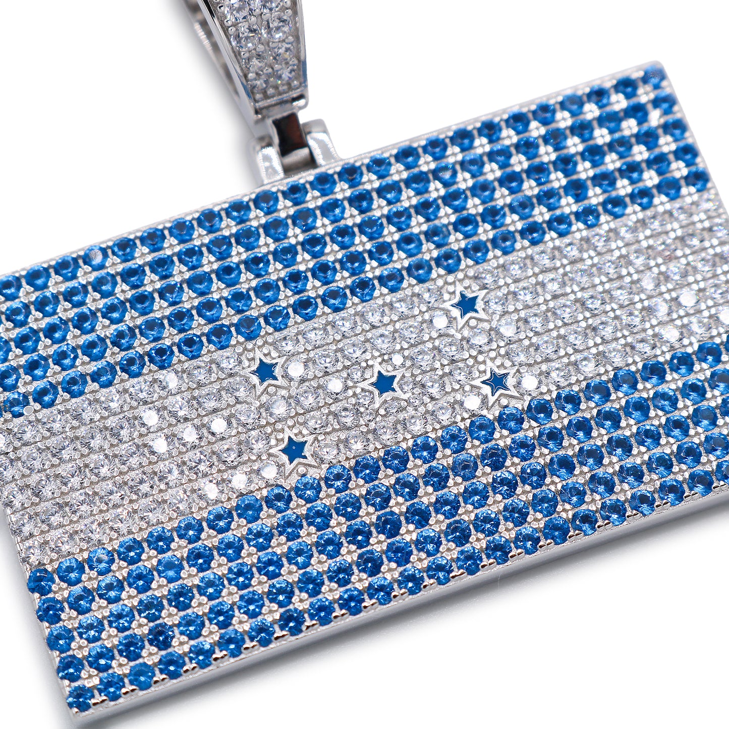 Iced Out Honduras Flag Pendant - 925 Silver