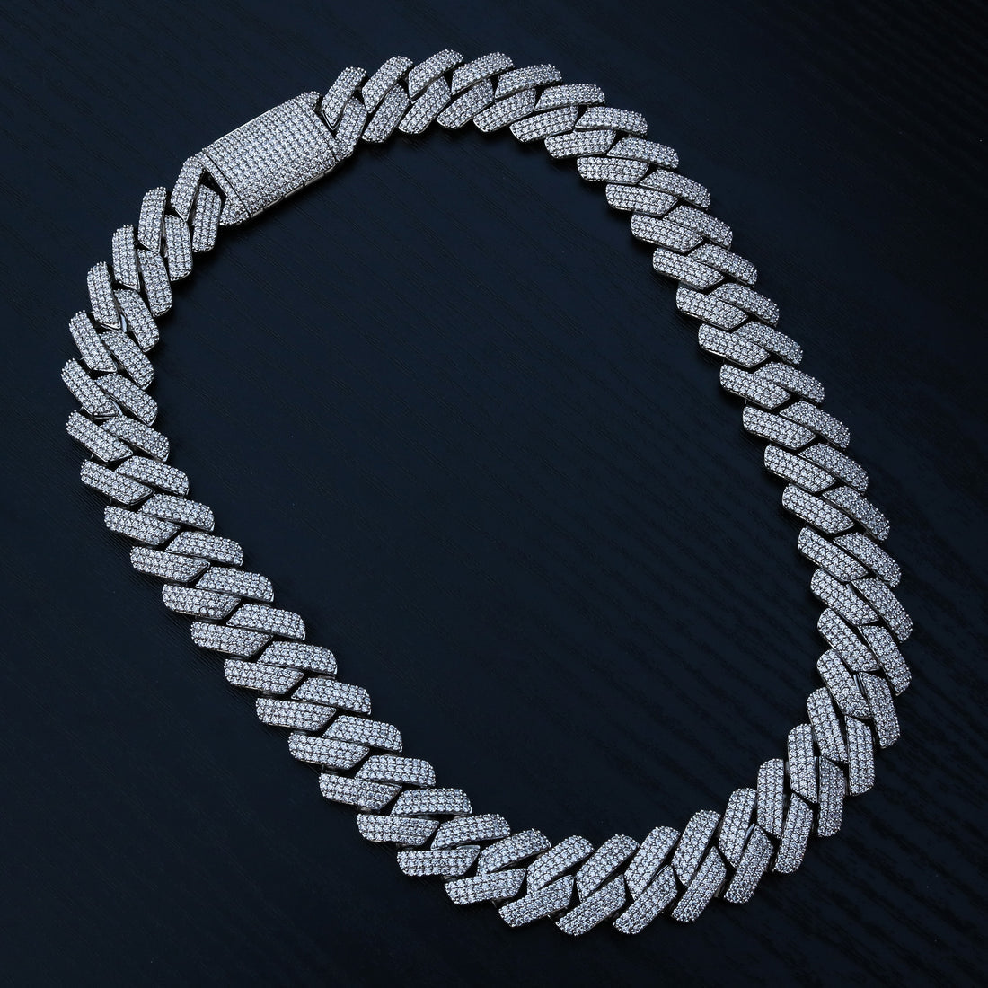 19mm Moissanite Prong Link Cuban Chain - 925 Silver