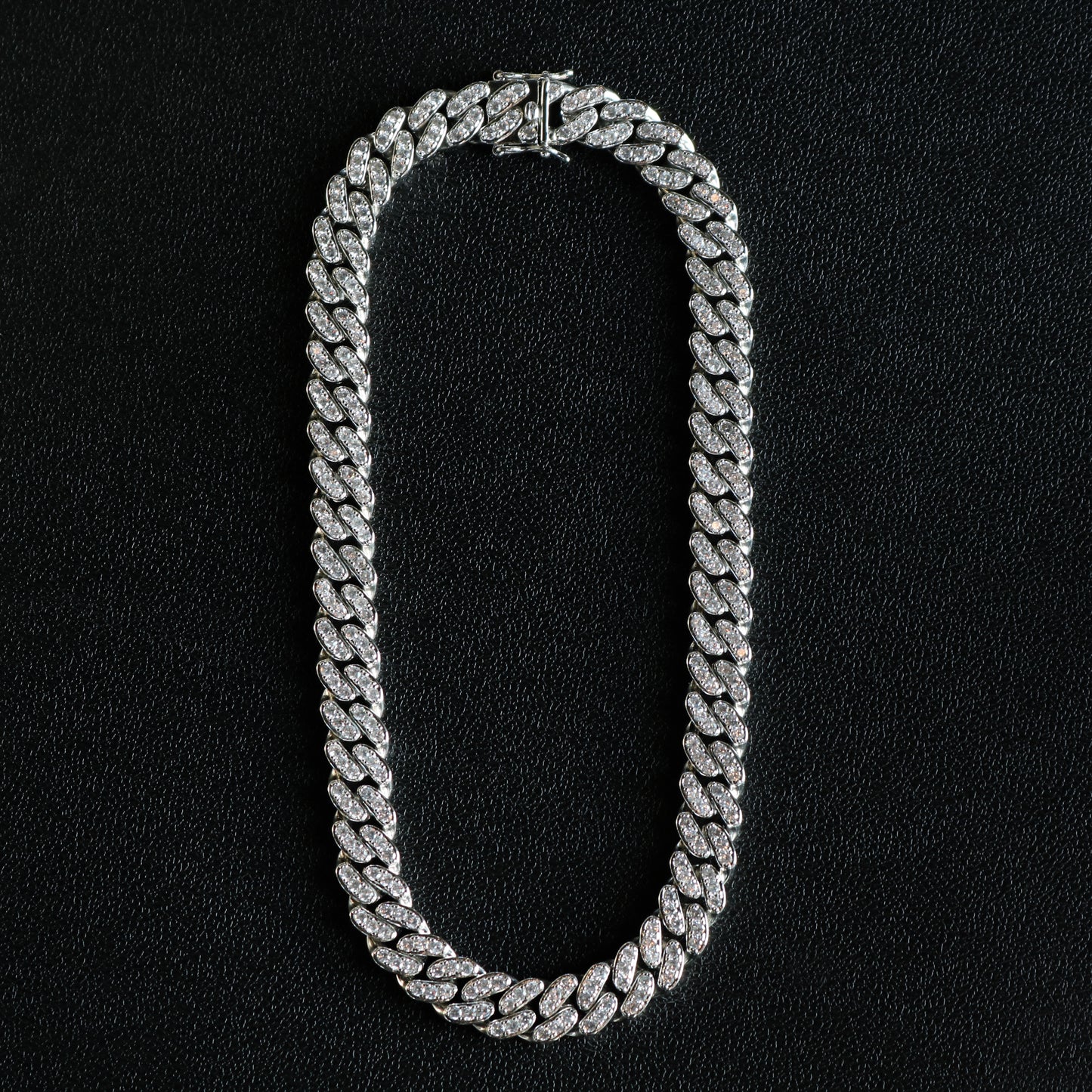 12mm Iced Out Miami Cuban Necklace - White Gold