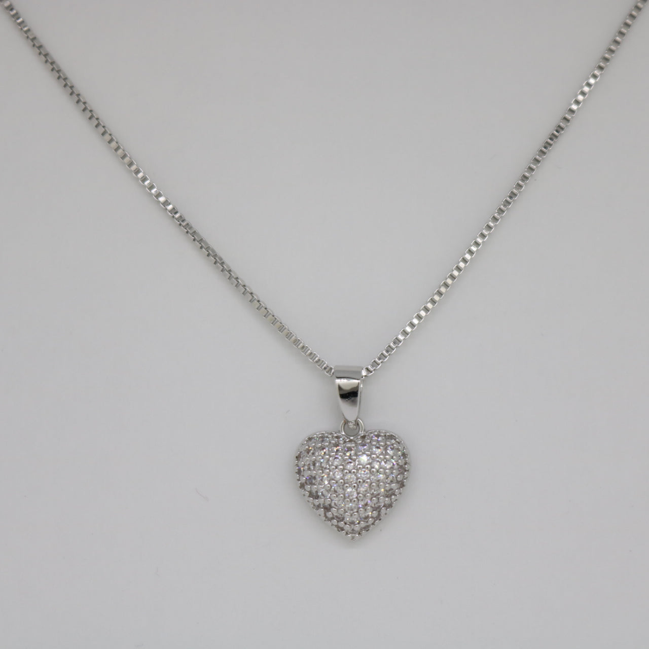 Small Icy Heart Necklace - White Gold