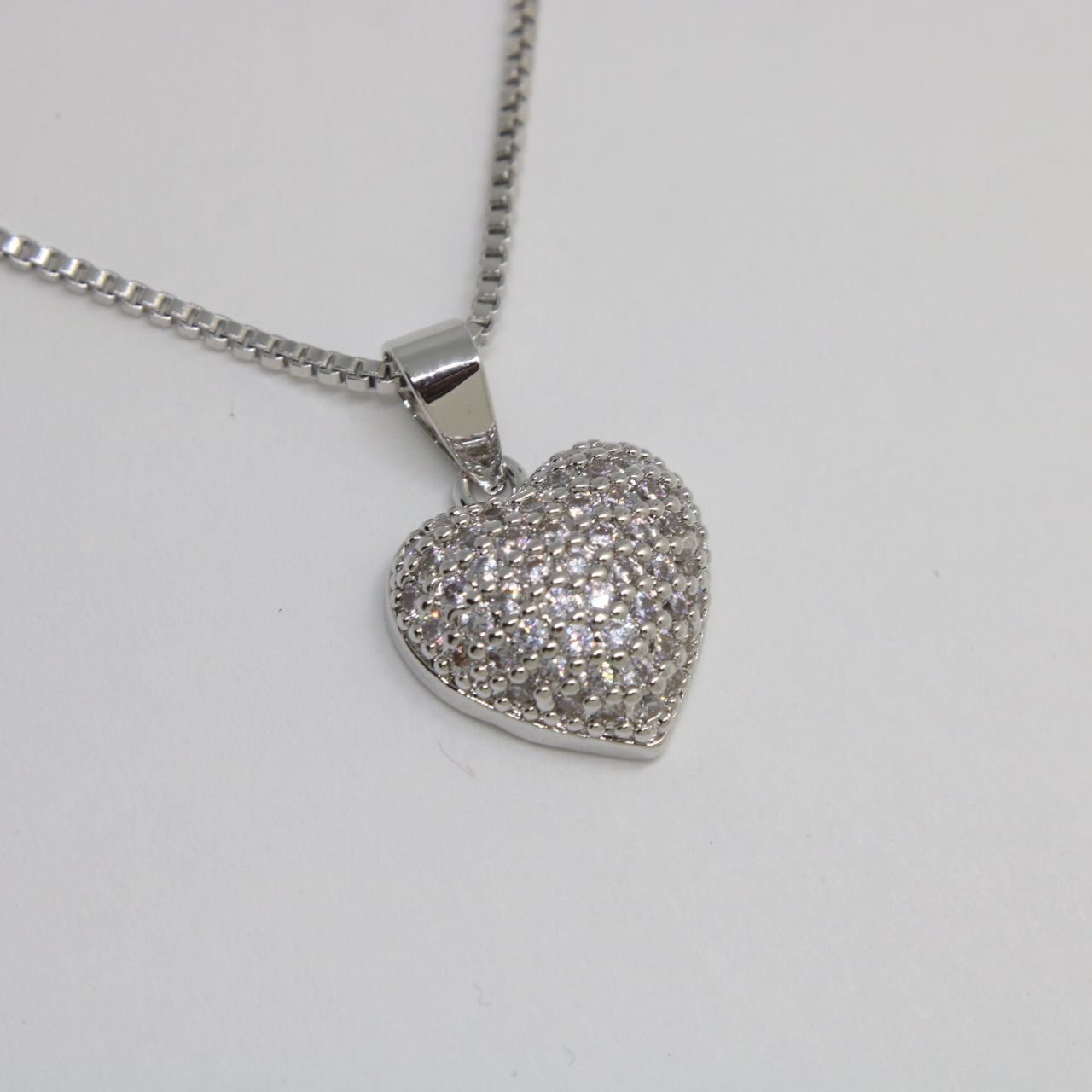 Small Icy Heart Necklace - White Gold