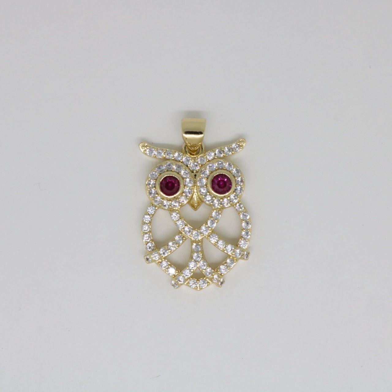 Owl with stones Necklace - Gold