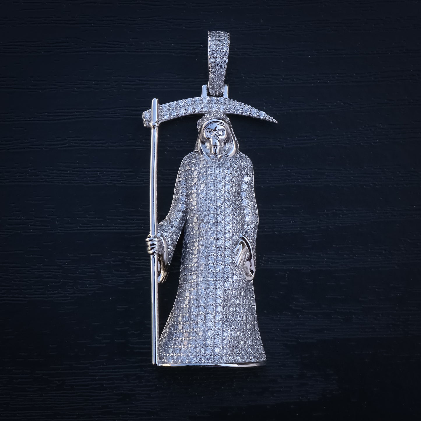 Iced Out Santa Muerte/Grim Reaper Pendant - 925 Silver