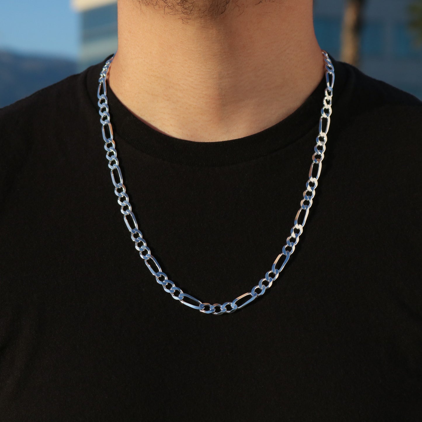 8mm Figaro Chain - 925 Silver