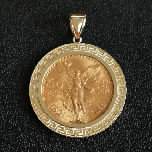 Aztec Bezel Centenario Pendant - Original 22k Gold