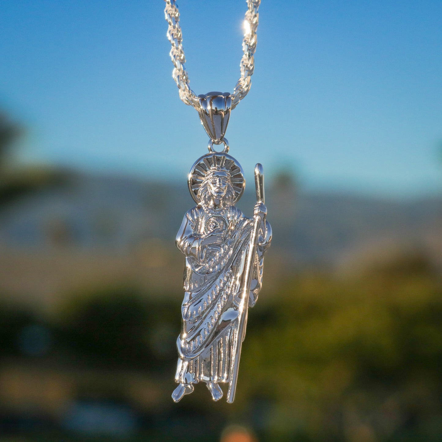Plain San Judas Pendant - 925 Silver