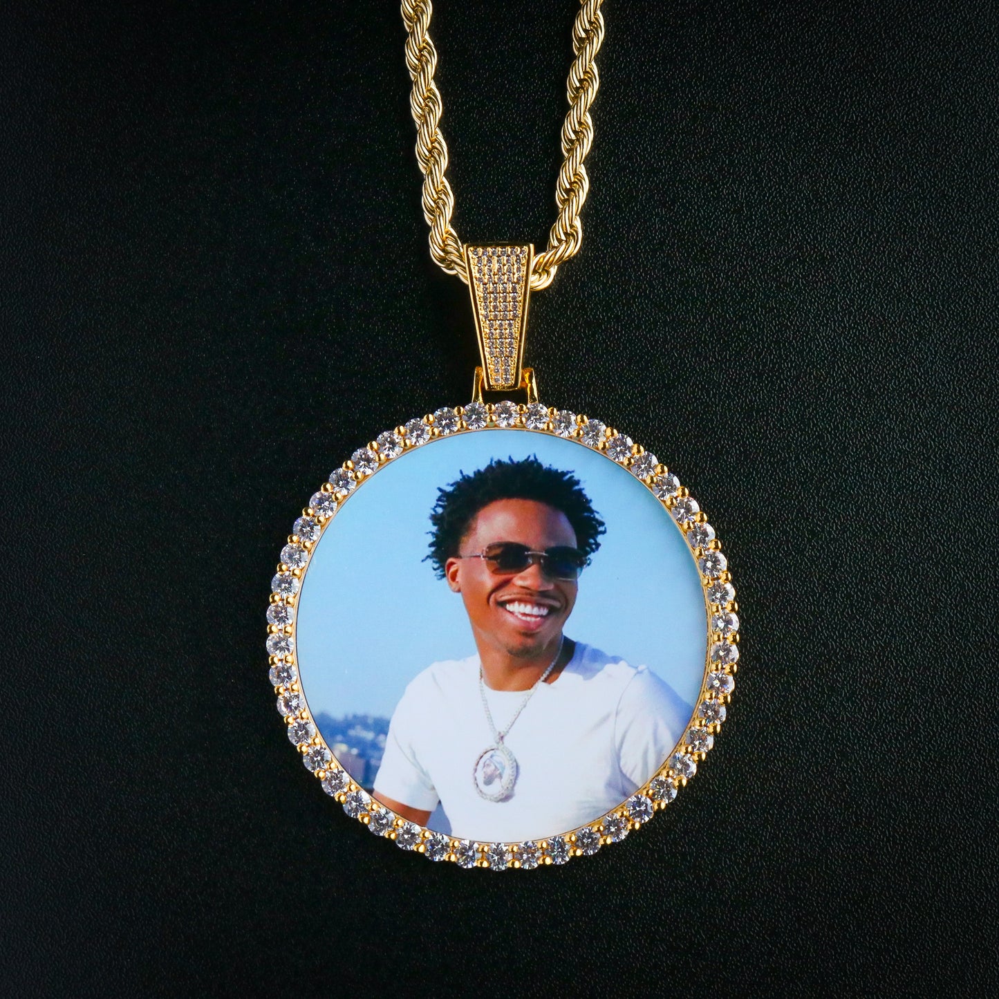 Custom XL Photo Pendant - Gold