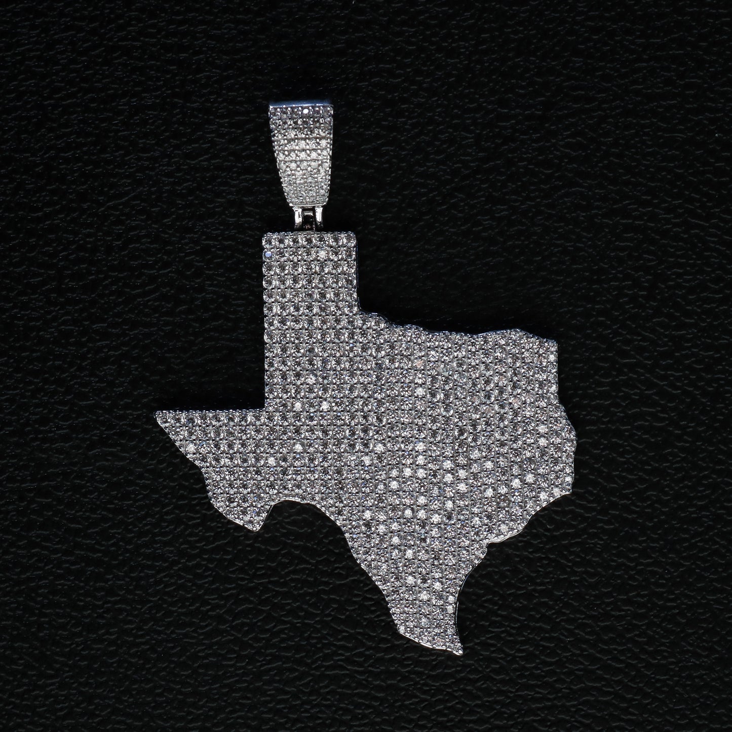 Iced Out Texas Map Pendant - 925 Silver