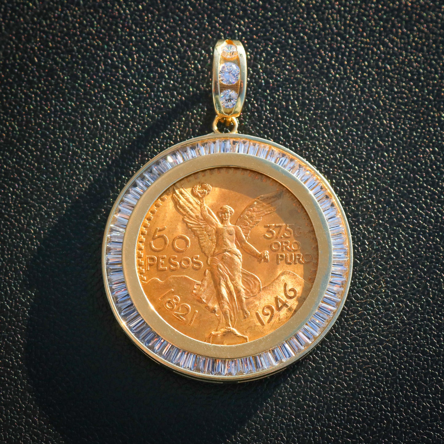 Baguette Bezel Centenario Pendant - Original 22k Gold