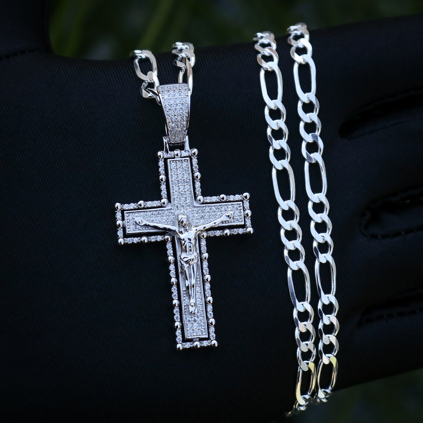 Iced Out Crucifix Pendant - 925 Silver