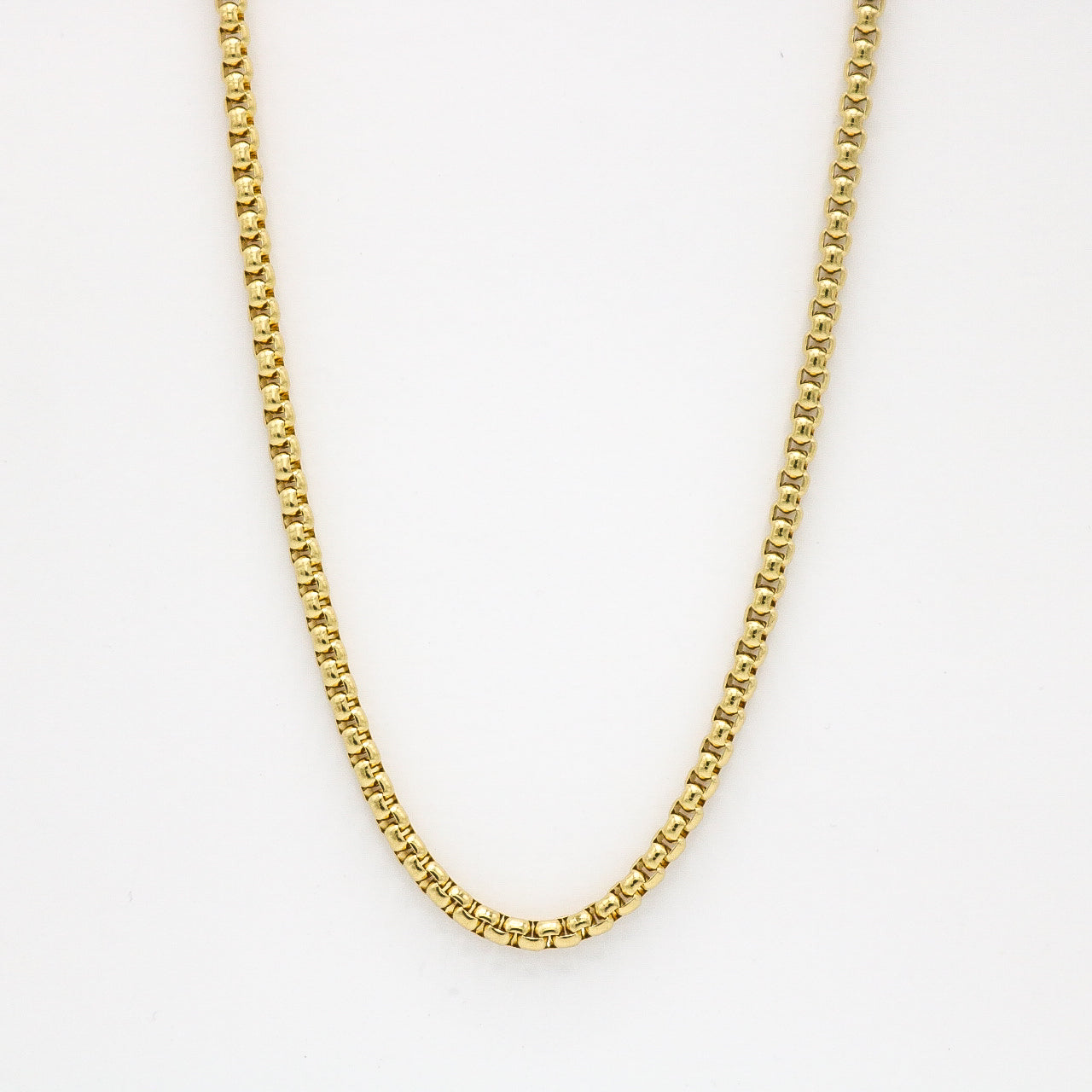 4mm Round Box Chain - Gold