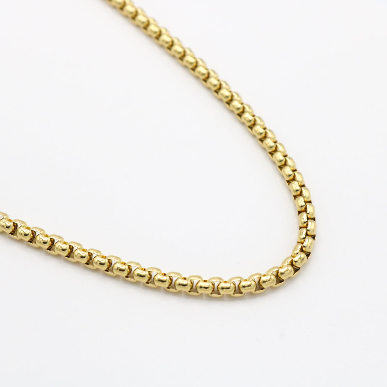 4mm Round Box Chain - Gold