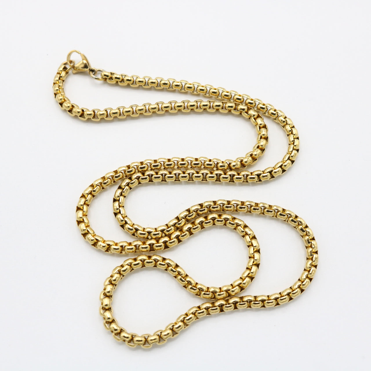 4mm Round Box Chain - Gold