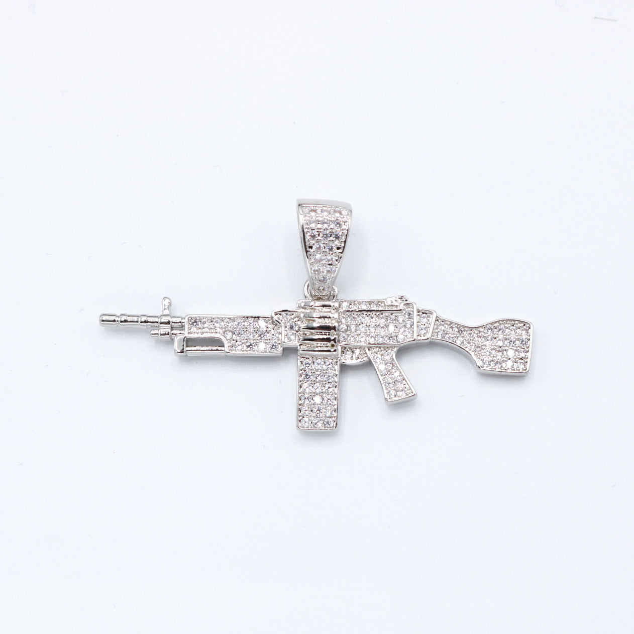Machine Gun Pendant - White Gold