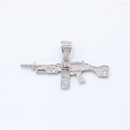 Machine Gun Pendant - White Gold